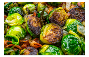 image of roasted brussel sprouts with bacon 