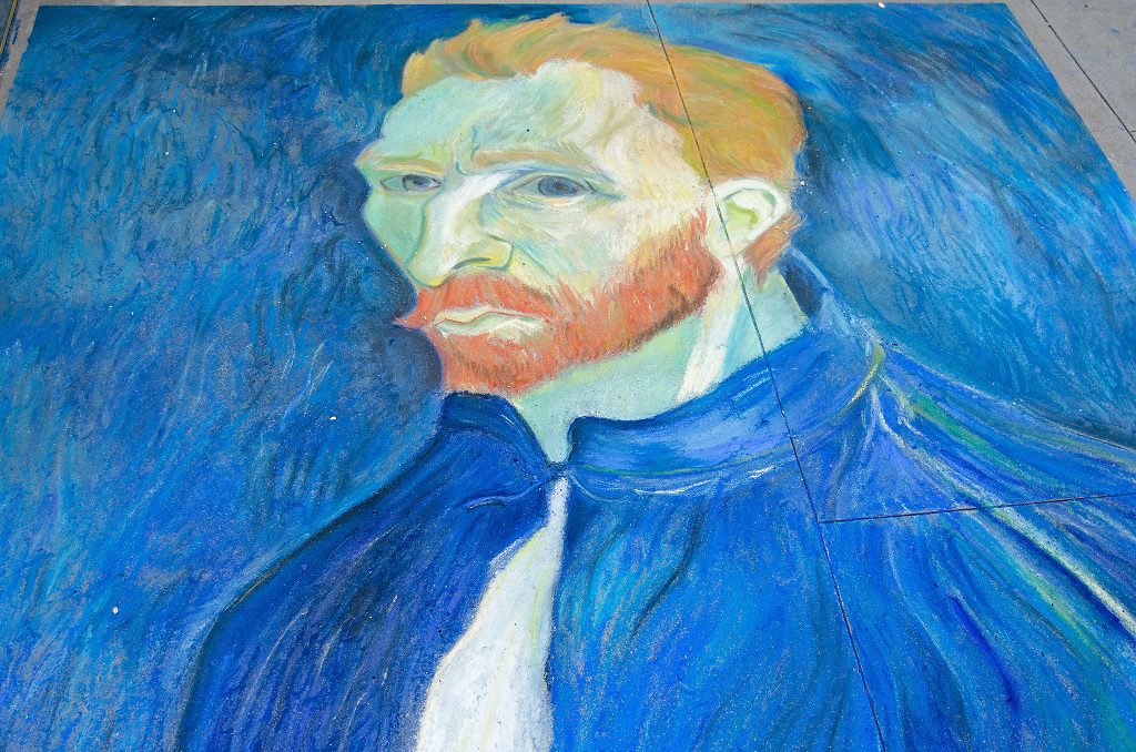 chalk art image of Van Gogh's self-portrait, by Scrubhiker on Flickr