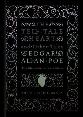 The Tell-Tale Heart book cover. Decorative borders with an anatomical human heart under title Poe's name