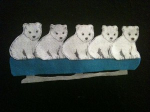 five little polar bears