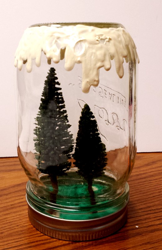 snow on jar by Simone L age 16; trees by Jane Gov