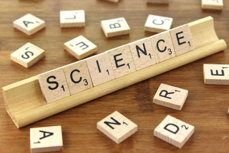 Science spelled with scrabble letters