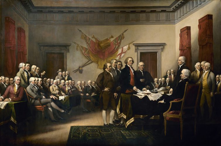 John Trumbull's 1819 painting, "Declaration of Independence" (which appears on the US $2 bill