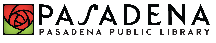 PPL Logo: City of Pasadena rose with text: Pasadena Pasadena Public Library